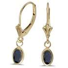   Oval Blue Sapphire Lever back Drop Earrings 14K Yellow Gold (1.10ct