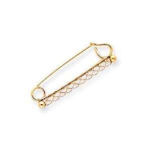   14k Gold Solid Large 3 Dimensional Safety Pin Charm Jewelry