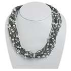Body Candy Black Threaded Cord Multi Strand Freshwater Pearl Necklace 