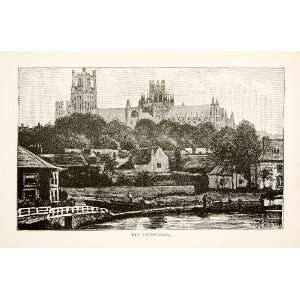  1893 Wood Engraving (Photoxylograph) Ely Cathedral England 