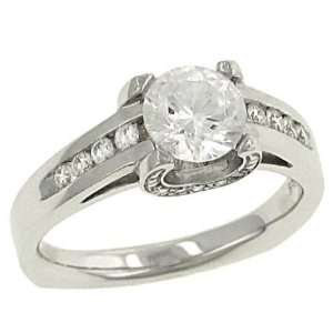    Round/Pave Diamond Engagement Ring .21cttw (CZ ctr) Jewelry