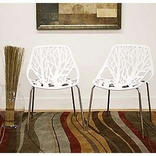   Sapling White Plastic Accent / Dining Chair (Set of 2)  Baxton Studio