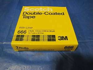 Scotch Double Coated Tape w/Liner, .5 x 1296  2 Rolls  
