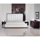 InSassy Ludlow White Platform Bed with Tall Leather Headboard