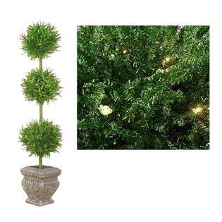 Sterling 5 Pre Lit Green Tinsel Triple Ball Potted Topiary Tree 