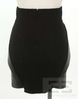 Neil Barrett Black Wool & Leather Trim Mini Skirt Size 38  