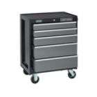   Wide 5 Drawer Heavy Duty Ball Bearing Rolling Cabinet   Black/Platinum