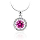  Kate Bisset Silvertone Pink CZ Drop Pendant Necklace