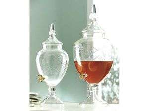 TRADITIONAL Etched Clear Glass DECANTER Apothecary Jar Drink Server w 