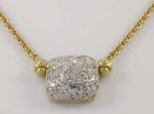18k Solid Gold Diamond DESIGNER Scroll Pendant Necklace  