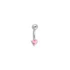FreshTrends PINK Swarovski Crystal HEART SOLITAIRE Belly Button Ring