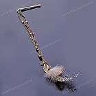   Bronze Dangle Tassel Leaf Soft Feather Hair Pin Clip Party Accessory
