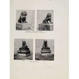  Iron Lion Yao Wang Temple Pecking Lama Old Print C1950 