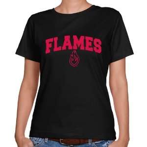  NCAA UIC Flames Ladies Black Logo Arch Classic Fit T shirt 