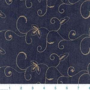  58 Wide Embroidered Lightweight Denim Floral Fabric By 