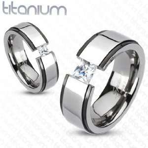   Band Ring with Princess Cut Cubic Zirconia   Sizes 5 13, 11 Jewelry