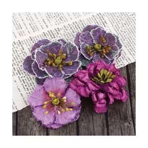   Fabric Flowers 2 4/Pkg Grape; 3 Items/Order Arts, Crafts & Sewing