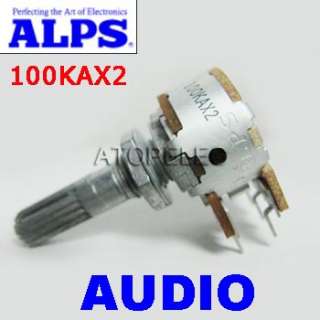 Japan ALPS RK16 Volume Potentiometer Dual 100K Knurled  