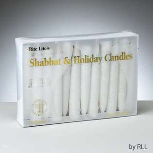   24 Premium Hand Crafted White Frosted Shabbat Candles 
