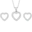 cubic zirconia open heart pendant and earring set in sterling
