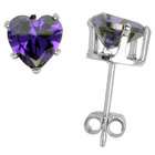 Sabrina Silver Sterling Silver 6 mm Heart Shape Amethyst colored Cubic 