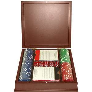   All Clay Poker Chips with mahogany Case Poker Chip Set, Brown Sports