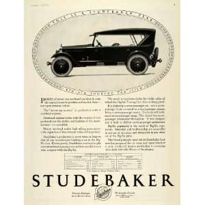  1923 Ad Antique Studebaker Big Six Touring Car Pricing 
