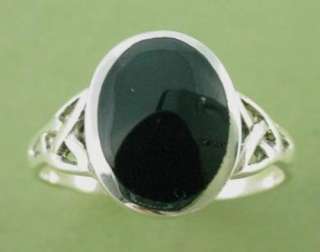 New Oval Sterling Silver Black Onyx Celtic Ring Sizes 5 10  