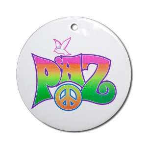  Ornament (Round) Paz Spanish Peace with Dove and Peace 