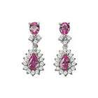 FineJewelryVault Pink Sapphire and Diamond Earrings  14K White Gold 