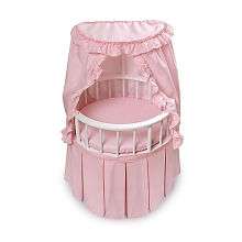 Round Doll Crib with Canopy, Mattress, and Bedding   Badger Basket 