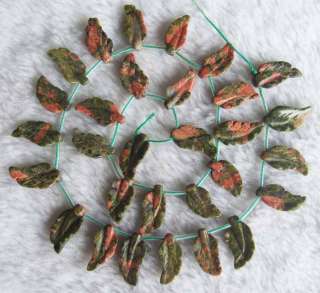 10x20mm 16inch Unakite Carved Leaves Beads  