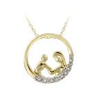   Gold over Sterling Silver Diamond Accent Necklace of mother and child