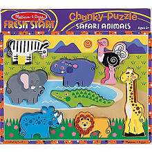 Melissa & Doug Deluxe Safari Animals Chunky Wood Puzzle   8 Piece 