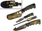 Pc Camo Hunting Knives Butcher Skinning Knife Set Sharpener & Case