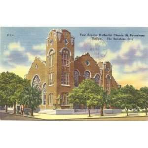 1950s Vintage Postcard First Avenue Methodist Church   St. Petersburg 