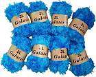 Lot of 10 balls Fluffy Eyelash Yarn GALATER Blue multi