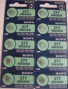 10 Sony 377   SR626SW Silver Oxide Button Battery  