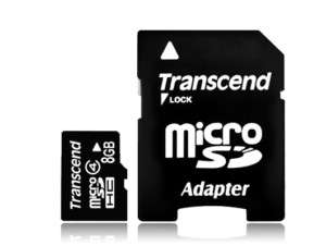 TRANSCEND MICRO SD MICRO SDHC C4 8GB 8G 8 G GB MEMORY  