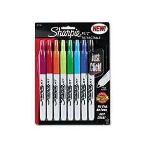  Retractable Permanent Markers, Fine Point, Assorted, 8/Set 