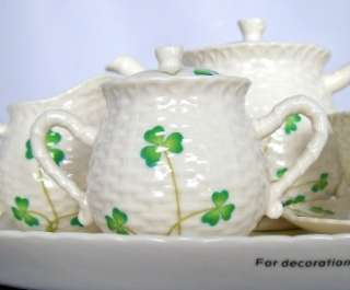 Miniature Tea Set 10 Piece Porcelain Shamrock Pattern MIB  