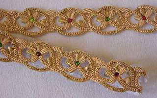 This trim features flowers created with lots of gold bullion. Green 