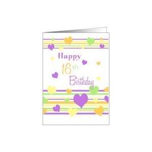  Happy 16th Birthday   Colorful Hearts Card Toys & Games