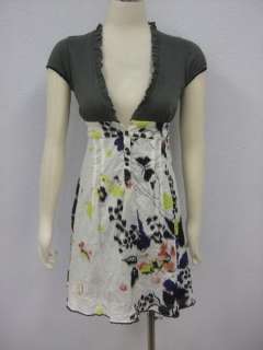 Kara Joy $315 Charcoal White Floral Feminine Dress Sz M  