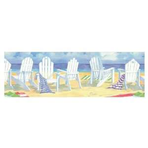  Brewster Wallcovering Scenic Beach Chairs Wallpaper Border 