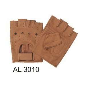  Premium Brown Leather Fingerless Glove W/Vented Back 