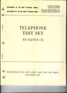 Telephone Test Set TS 712/TCC 11, Operator/Maintenance  