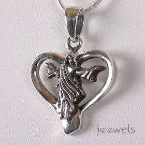 Silver Risen Christ Heart Pendant Necklace Leather  