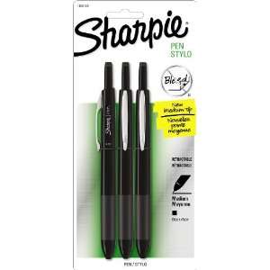  Sharpie Pen RT Retractable Grip Medium Point Pens, 3 Black Ink Pens 