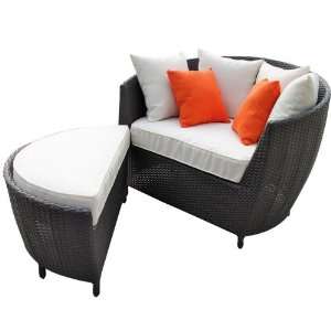 Lexington Modern Robins Nest Outdoor Rattan Lounge Chair with Ottoman 